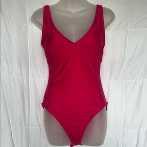 Coppersuit Pink Women's Large Solid Lace Up Tummy Control One Piece Swimsuit